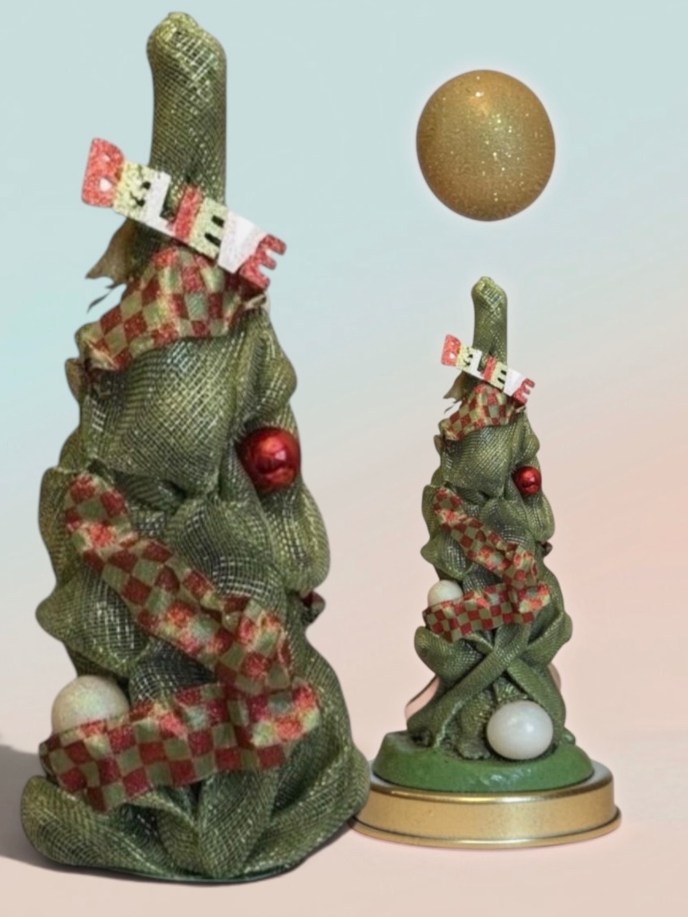 “Believe “Christmas Tree Decoration Topper or Table Top Decor